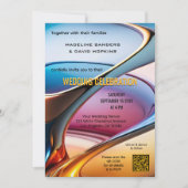 Moderne Abstracte Kunst Kleurrijke Foto Bruiloft Kaart (Voorkant)