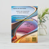 Moderne Abstracte Kunst Kleurrijke Foto Bruiloft Kaart (Staand voorkant)