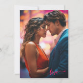 Moderne Abstracte Kunst Kleurrijke Foto Bruiloft Kaart (Achterkant)