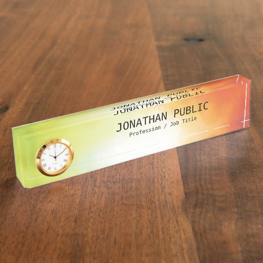 Moderne Abstracte Kunst Kleurrijke Gepersonaliseer Naambordje (Zijkant)