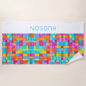 Moderne Abstracte Kunst Kleurrijke NAAM Tiener Ple Strandlaken (Voorkant)