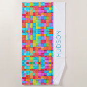 Moderne Abstracte Kunst Kleurrijke NAAM Tiener Ple Strandlaken (Voorkant)