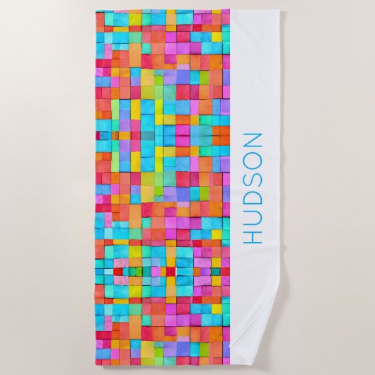 Moderne Abstracte Kunst Kleurrijke NAAM Tiener Ple Strandlaken (Voorkant)