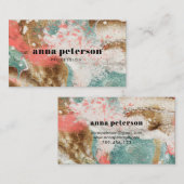 Moderne Abstracte Kunst Koraal Blauw Wit Visitekaartje (Voorkant / Achterkant)