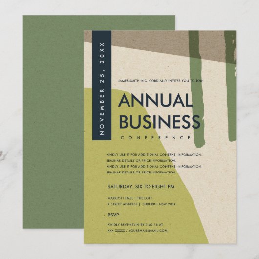 MODERNE ABSTRACTE KUNST LIME GROENE CONFERENTIE EV KAART (Voorkant / Achterkant)