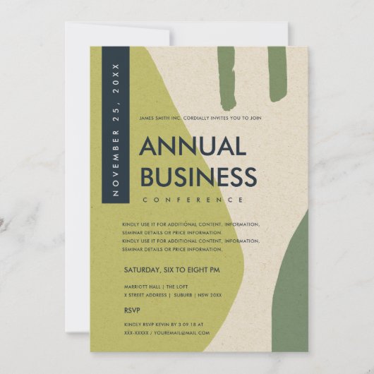 MODERNE ABSTRACTE KUNST LIME GROENE CONFERENTIE EV KAART (Voorkant)