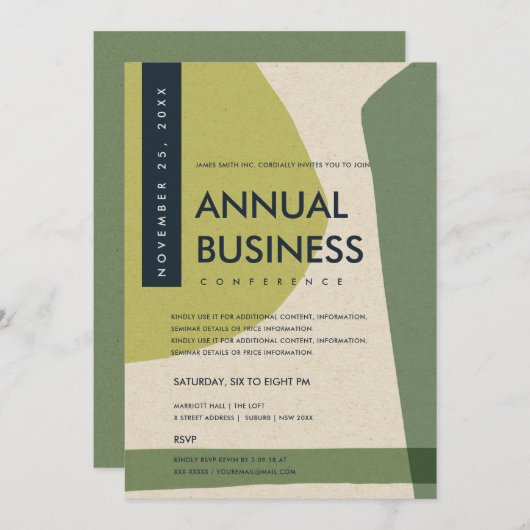 MODERNE ABSTRACTE KUNST LIMOGROENE CONFERENTIEGEBE KAART (Voorkant / Achterkant)