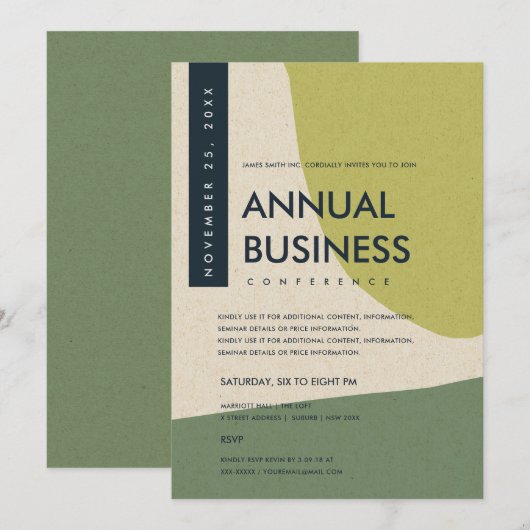 MODERNE ABSTRACTE KUNST LIMOGROENE CONFERENTIEGEBE KAART (Voorkant / Achterkant)