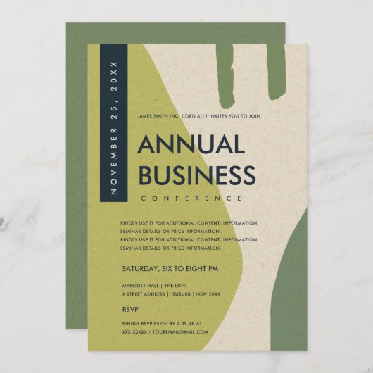 MODERNE ABSTRACTE KUNST LIMOGROENE CONFERENTIEGEBE KAART (Voorkant / Achterkant)