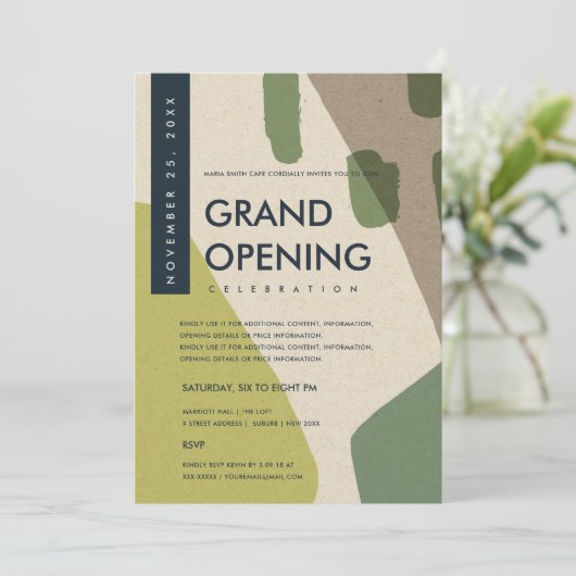 MODERNE ABSTRACTE KUNST LIMOGROENE GRAND OPENING E KAART (Staand voorkant)