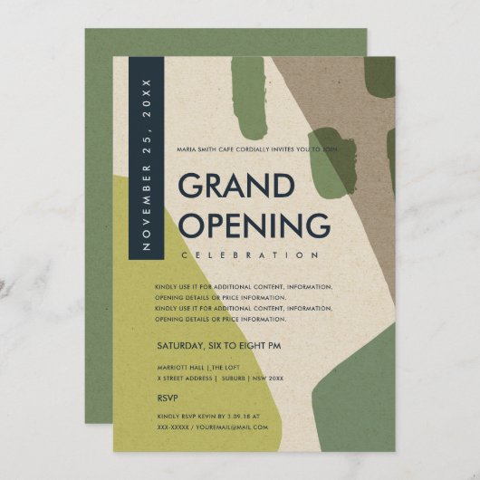 MODERNE ABSTRACTE KUNST LIMOGROENE GRAND OPENING E KAART (Voorkant / Achterkant)