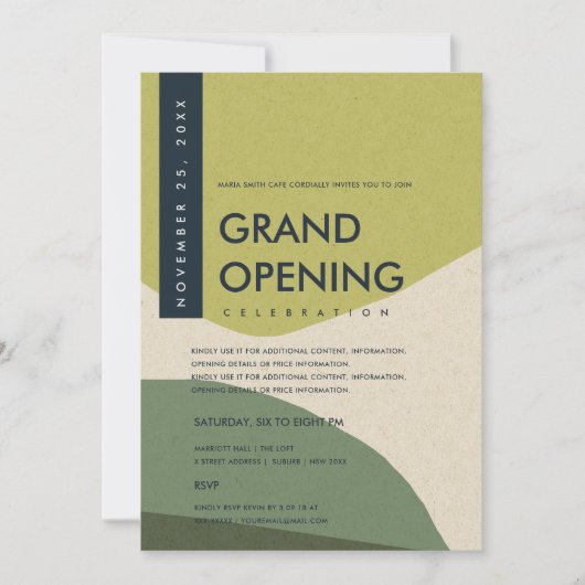 MODERNE ABSTRACTE KUNST LIMOGROENE GRAND OPENING E KAART (Voorkant)
