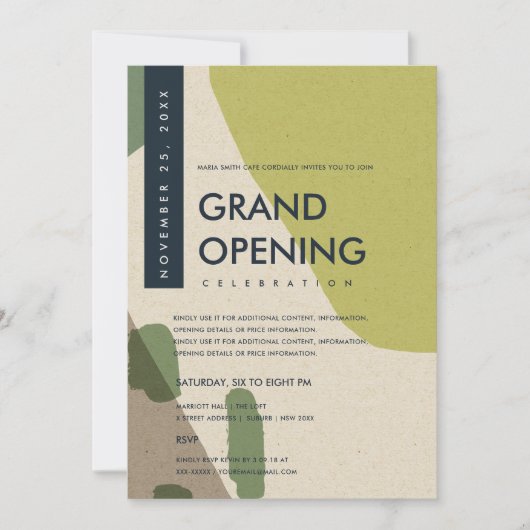 MODERNE ABSTRACTE KUNST LIMOGROENE GRAND OPENING E KAART (Voorkant)