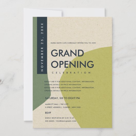 MODERNE ABSTRACTE KUNST LIMOGROENE GRAND OPENING E KAART (Voorkant)