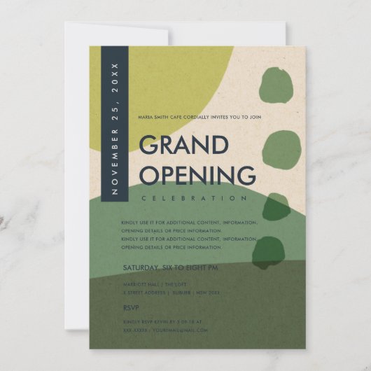 MODERNE ABSTRACTE KUNST LIMOGROENE GRAND OPENING E KAART (Voorkant)