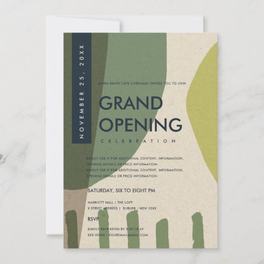 MODERNE ABSTRACTE KUNST LIMOGROENE GRAND OPENING E KAART (Voorkant)
