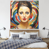 Moderne abstracte kunst Meisje gezicht Canvas Afdruk (Insitu (Slaapkamer))