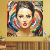 Moderne abstracte kunst Meisje gezicht Canvas Afdruk (Insitu (Woonkamer))