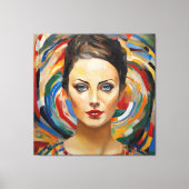 Moderne abstracte kunst Meisje gezicht Canvas Afdruk (Voorkant)