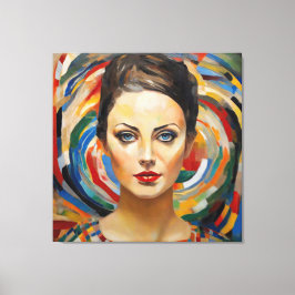 Moderne abstracte kunst Meisje gezicht Canvas Afdruk