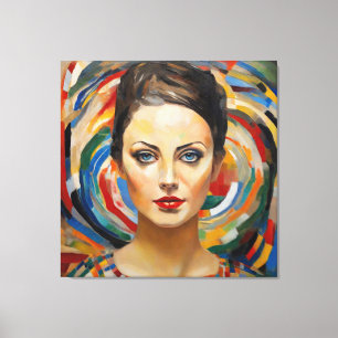 Moderne abstracte kunst Meisje gezicht Canvas Afdruk