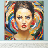 Moderne abstracte kunst Meisje gezicht Canvas Afdruk (Insitu (Houten vloer))