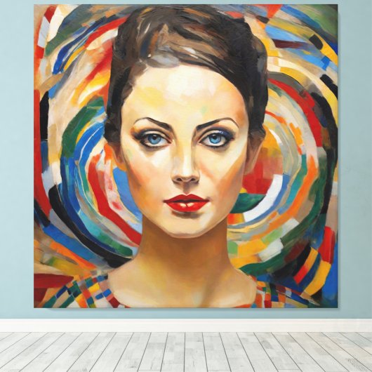 Moderne abstracte kunst Meisje gezicht Canvas Afdruk (Insitu (Houten vloer))