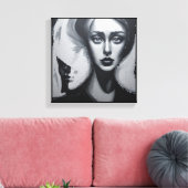 Moderne abstracte kunst Meisje met tweede gezicht Canvas Afdruk (Insitu (Woonkamer))