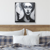 Moderne abstracte kunst Meisje met tweede gezicht Canvas Afdruk (Insitu (Slaapkamer))