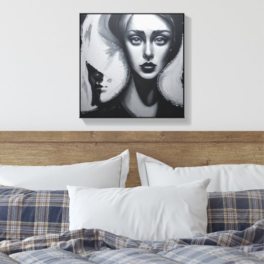 Moderne abstracte kunst Meisje met tweede gezicht Canvas Afdruk (Insitu (Slaapkamer))
