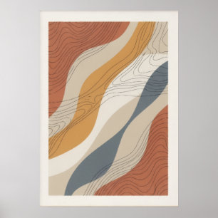 Moderne Abstracte Kunst met Topografische Lijnen Poster