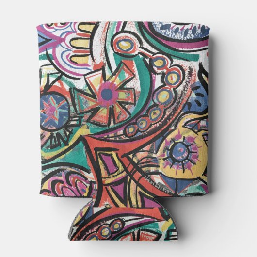 Moderne Abstracte kunst met tropisch handschrift Blikjeskoeler (Achterkant)