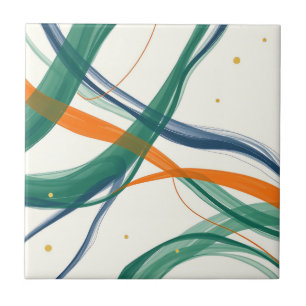Moderne Abstracte kunst met vegen lijnen en gouden Tegeltje