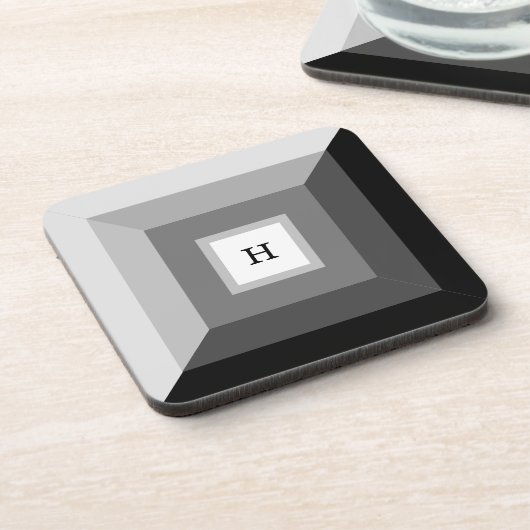 Moderne Abstracte kunst met zwart, grijs en wit Bier Onderzetter (Linkerzijde)