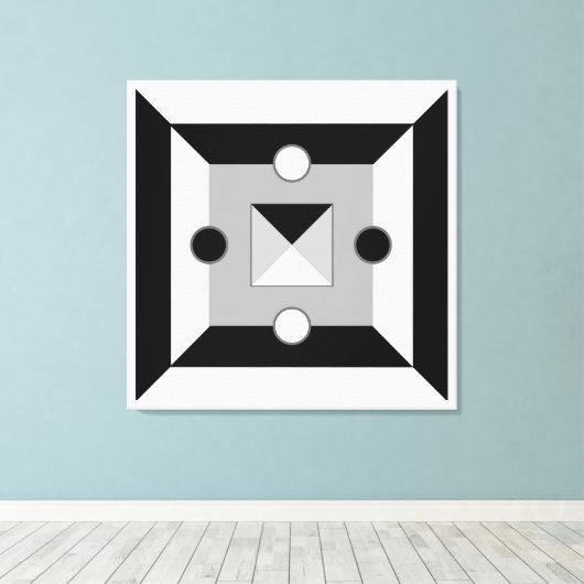 Moderne Abstracte kunst met zwart, grijs en wit Canvas Afdruk (Insitu (Houten vloer))