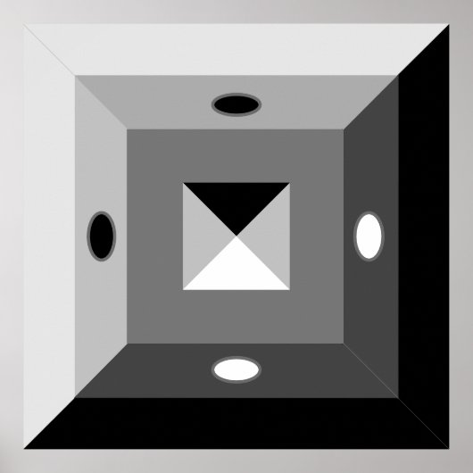 Moderne Abstracte kunst met zwart, grijs en wit Poster (Voorkant)