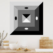 Moderne Abstracte kunst met zwart, grijs en wit Poster (Keuken)