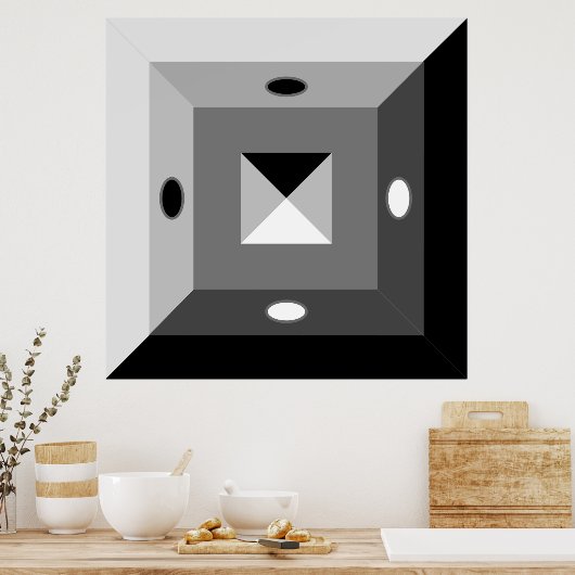 Moderne Abstracte kunst met zwart, grijs en wit Poster (Keuken)