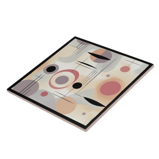 Moderne abstracte kunst midden eeuw tegeltje (Zijkant)