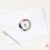 Moderne Abstracte Kunst Monogram Initiaal Sticker (Envelop)