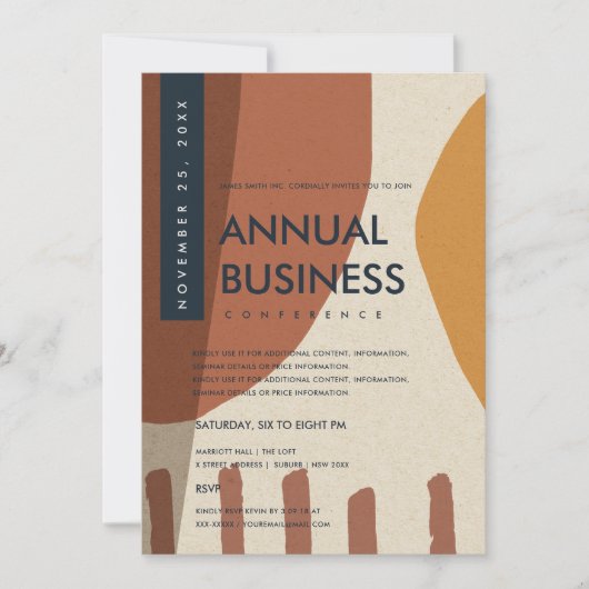 MODERNE ABSTRACTE KUNST ROEST ORANJE CONFERENTIE E KAART (Voorkant)