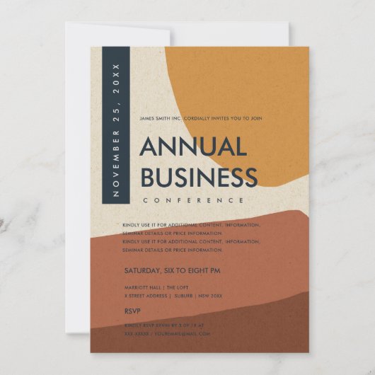 MODERNE ABSTRACTE KUNST ROEST ORANJE CONFERENTIE E KAART (Voorkant)