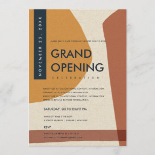 MODERNE ABSTRACTE KUNST ROEST ORANJE GRAND OPENING KAART