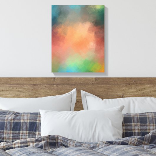 Moderne Abstracte kunst Rood Blauw Geel Groen Kleu Canvas Afdruk (Insitu (Slaapkamer))