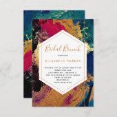 Moderne abstracte kunst rood blauw goud vrijgezell kaart (Voorkant / Achterkant)