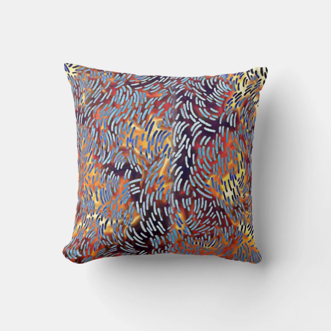 Moderne Abstracte Kunst Rood Geel Zwart Kussen (Voorkant)