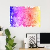 Moderne Abstracte kunst Rood Roze Blauw Paars Poster (Thuiskantoor)