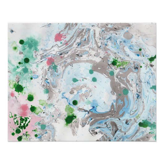 Moderne Abstracte kunst Roze Blauwe Groene Rendy Perfect Poster (Voorkant)