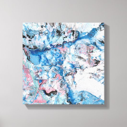 Moderne Abstracte kunst Roze Blauwe Ronde Trendy Canvas Afdruk (Voorkant)