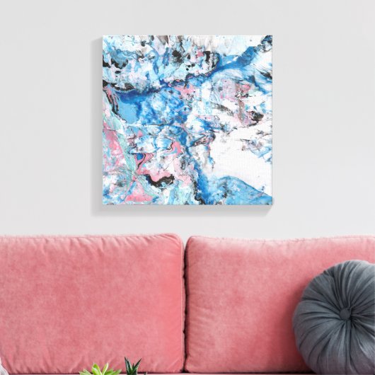 Moderne Abstracte kunst Roze Blauwe Ronde Trendy Canvas Afdruk (Insitu (Woonkamer))